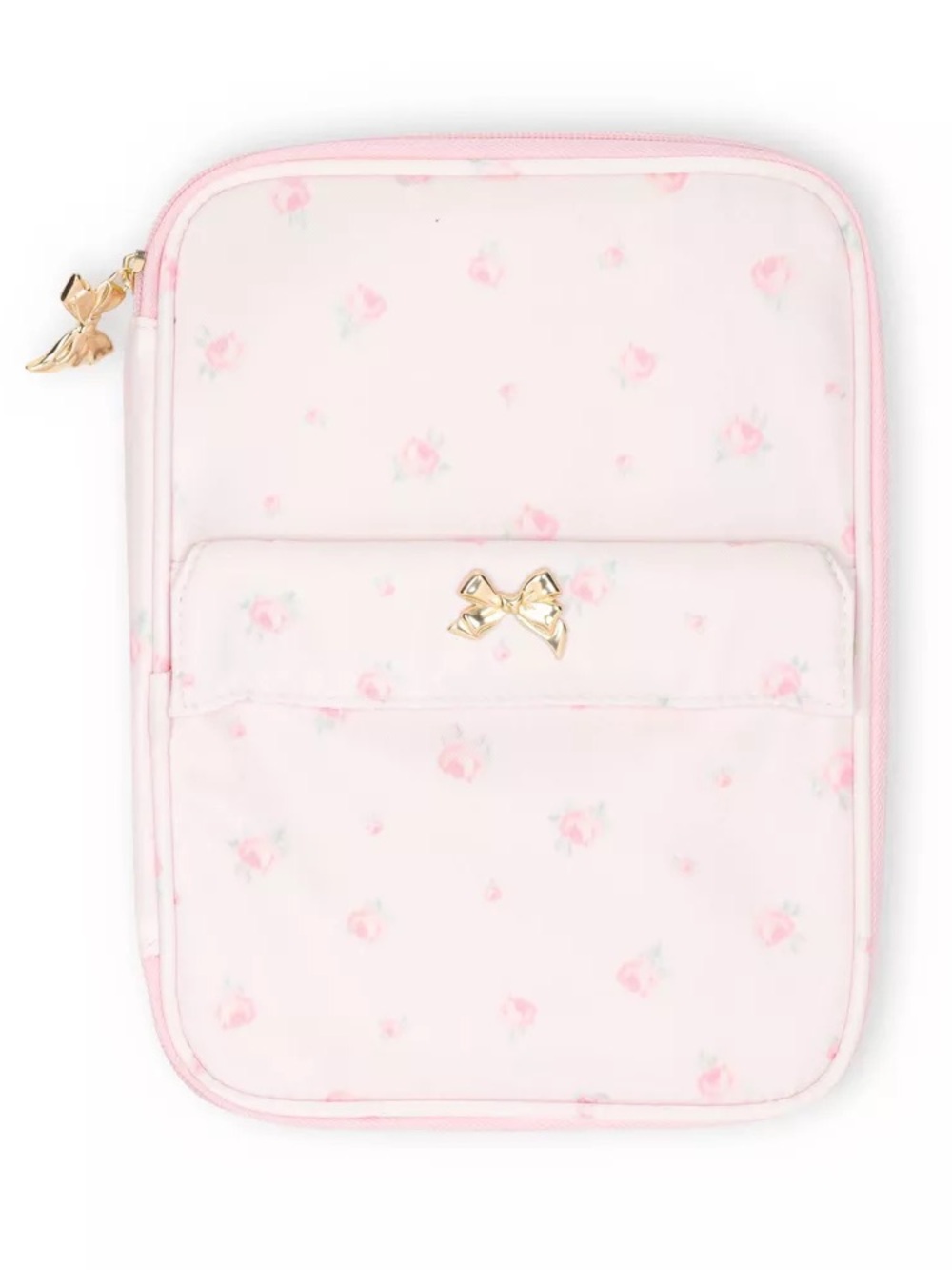 LoveShackFancy x Target Pink Floral Tech Organizer Case with Gold Bow Charm